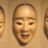 Masque de nô, trois images du même masque, seul change l'angle de l'appareil , photo de Wmpearl
